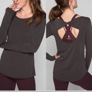 Athleta flex light twist long sleeve open back top size large